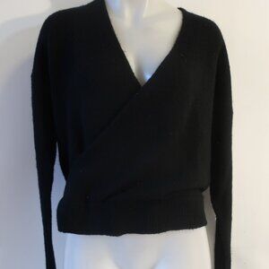 Womens Rocky Barnes X 360 Black Wool & Cashmere Blend Crossover Sweater S